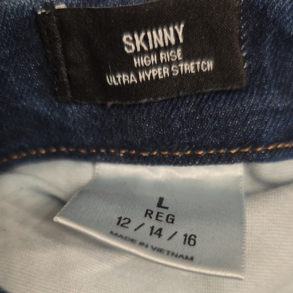 Express Ladies Skinny High Rise Hyper Stretch Jeans Large Reg (Fits 12/14/16) - Picture 6 of 7